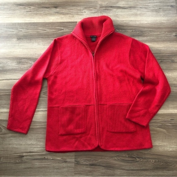 Cally-Go Red Knot Full Zip Cardigan Sweater Women Size Large - Picture 3 of 6